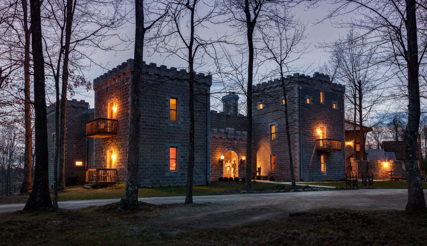 Ravenwood Castle at Night during Fall in Ohio 